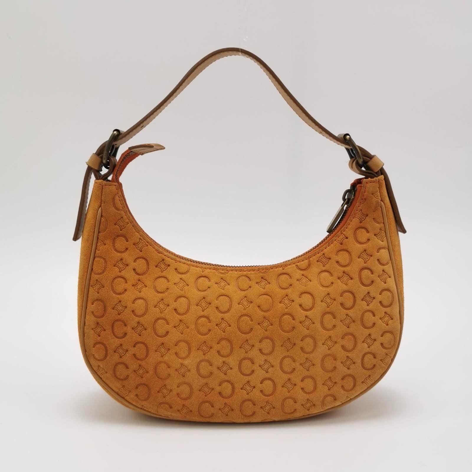 Women's Celine Ava Hobo Pumpkin Caramel Brown Suede Leather Vintage Shoulder Bag