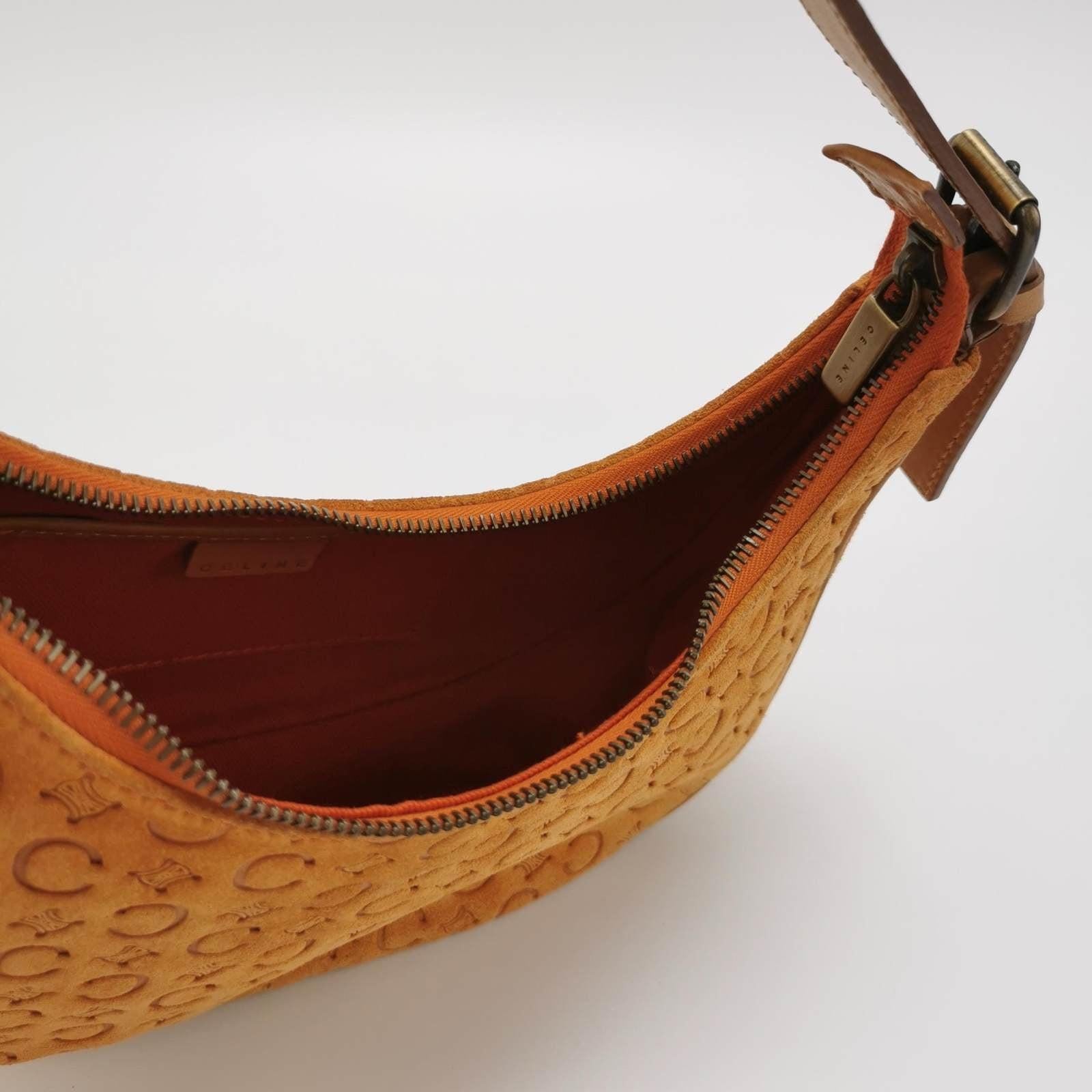 Celine Ava Hobo Pumpkin Caramel Brown Suede Leather Vintage Shoulder Bag 4