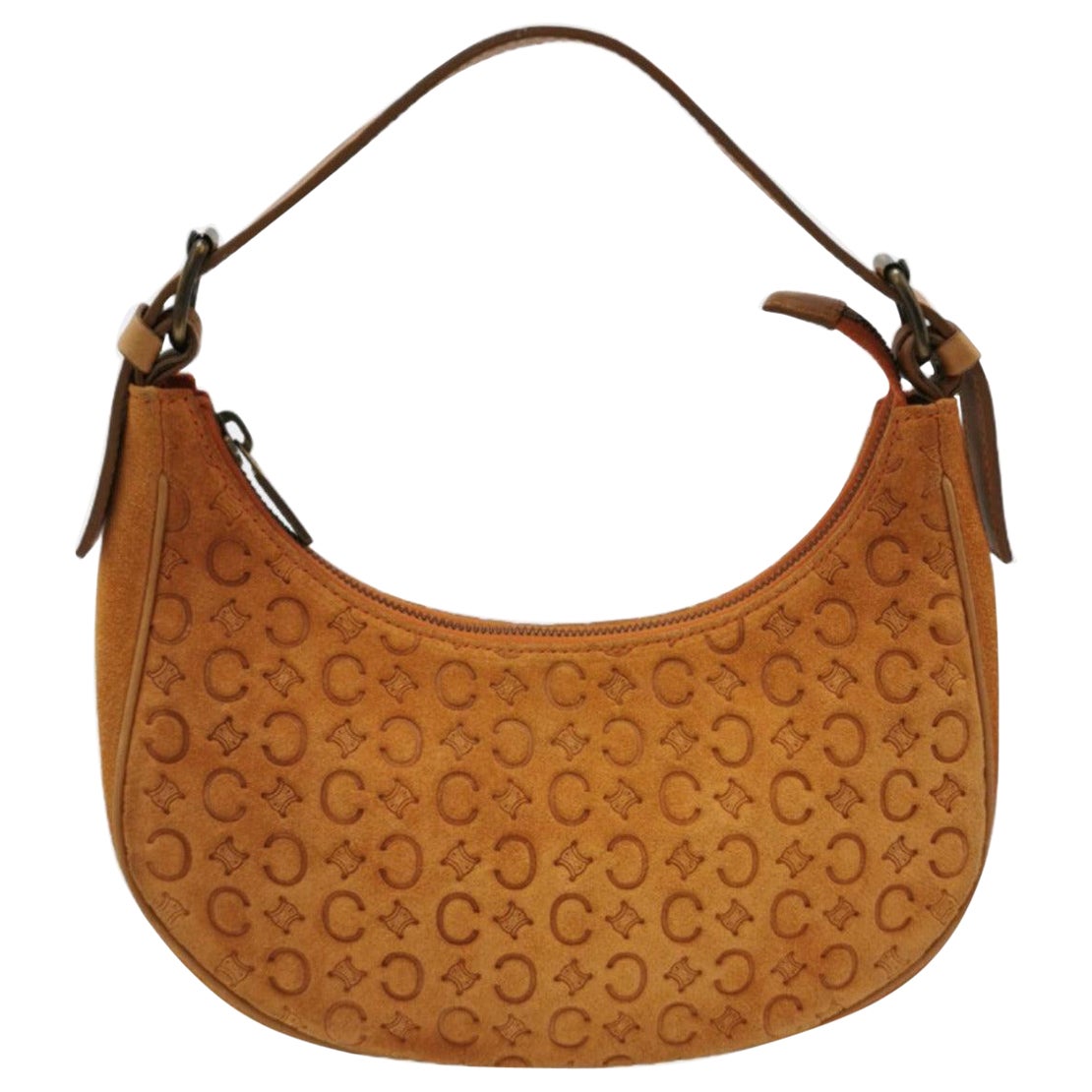 Celine Ava Hobo Pumpkin Caramel Brown Suede Leather Vintage Shoulder Bag