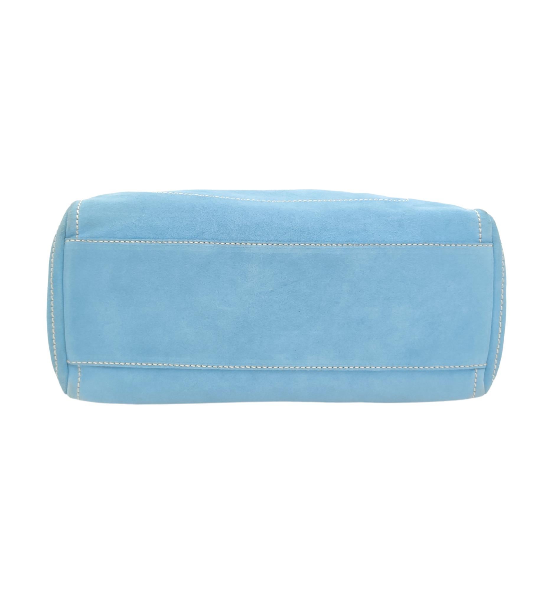 Sac bowling en daim bleu ciel de Celine Unisexe en vente