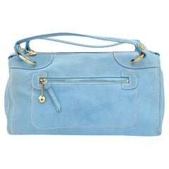 Celine baby blue suede bowling bag