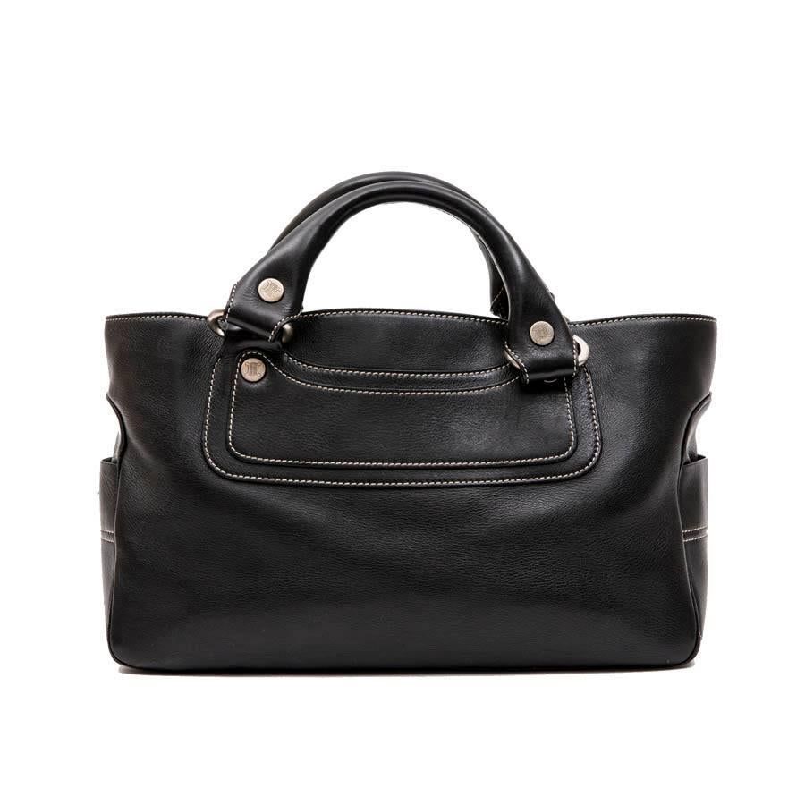 Women's CELINE Bag in Black Smooth Calf Leather with Beige Stitching