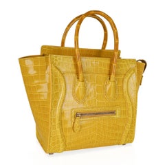 Celine Bag Micro Luggage Yellow Crocodile Tote New w/Box