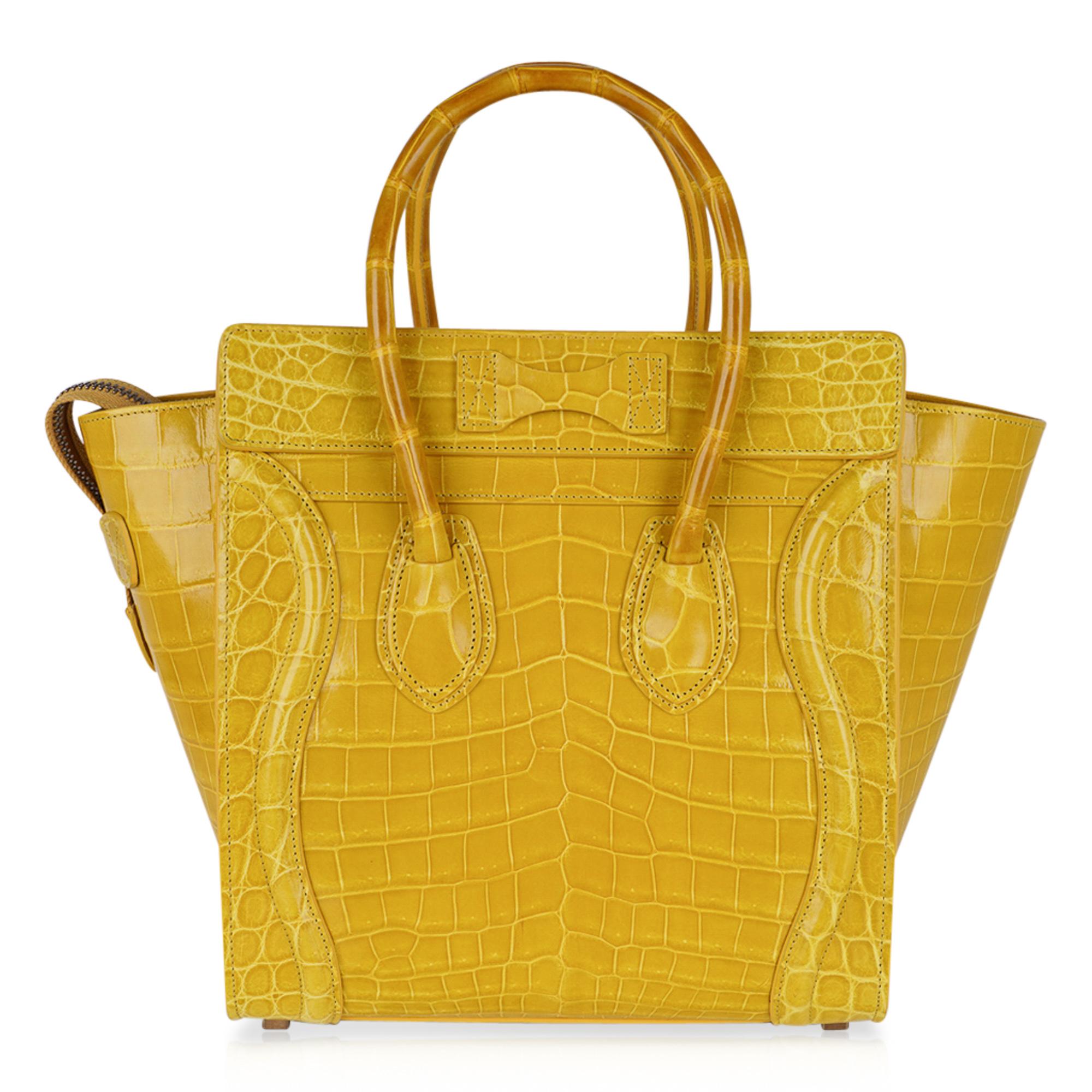 Celine Bag Micro Luggage Yellow Crocodile Tote New w/Box For Sale at  1stDibs | celine crocodile bag, celine bag yellow, yellow crocodile bag