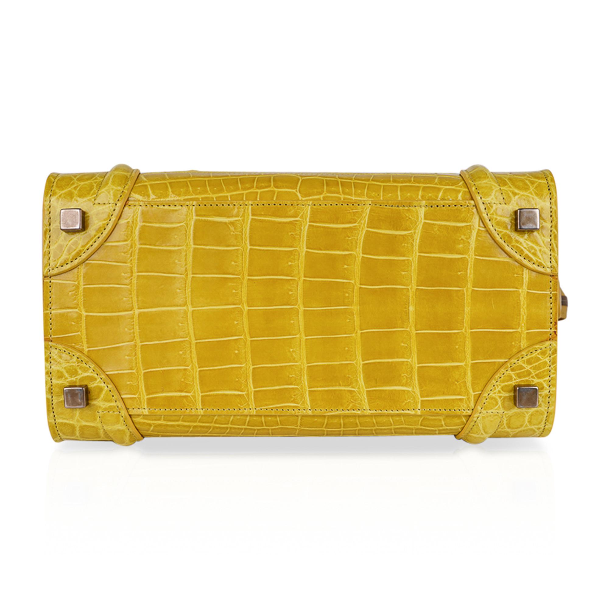 Celine Bag Micro Luggage Yellow Crocodile Tote New w/Box 1