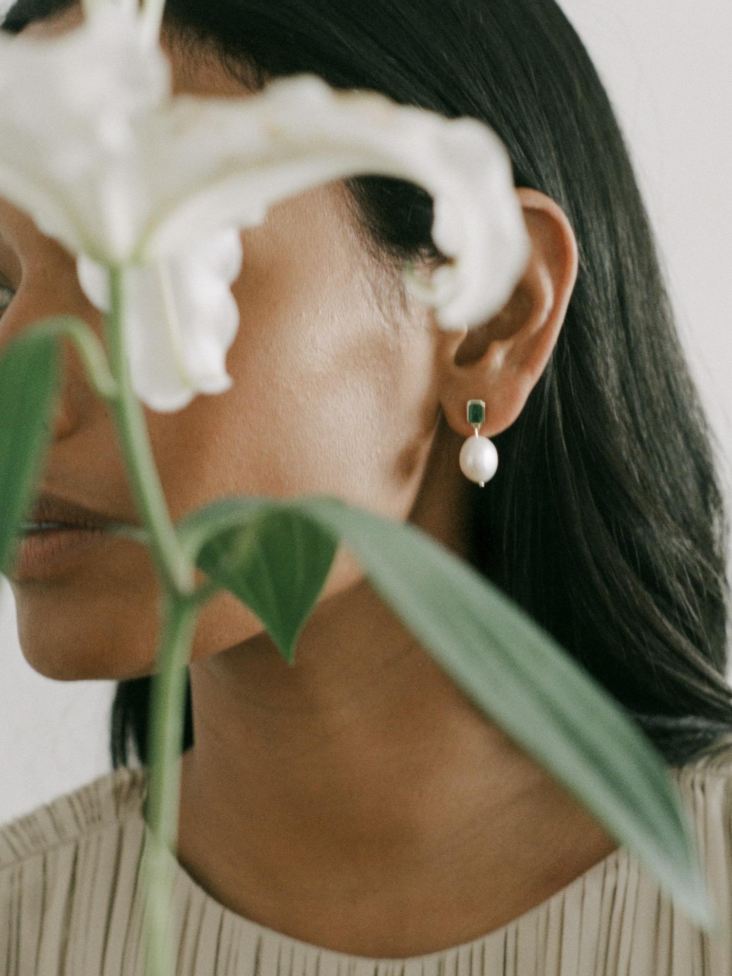 Sold as a pair, including 14k solid gold backings. One-Of-A-Kind: All stones are 100% natural, meaning they're not dyed or heat treated. No stone is exactly alike, so each earring is one-of-a-kind. Stones are sourced locally in Los Angeles. 

Pearl