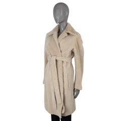 CELINE beige 2018 BELTED SHEARLING Coat Jacket 36 XS