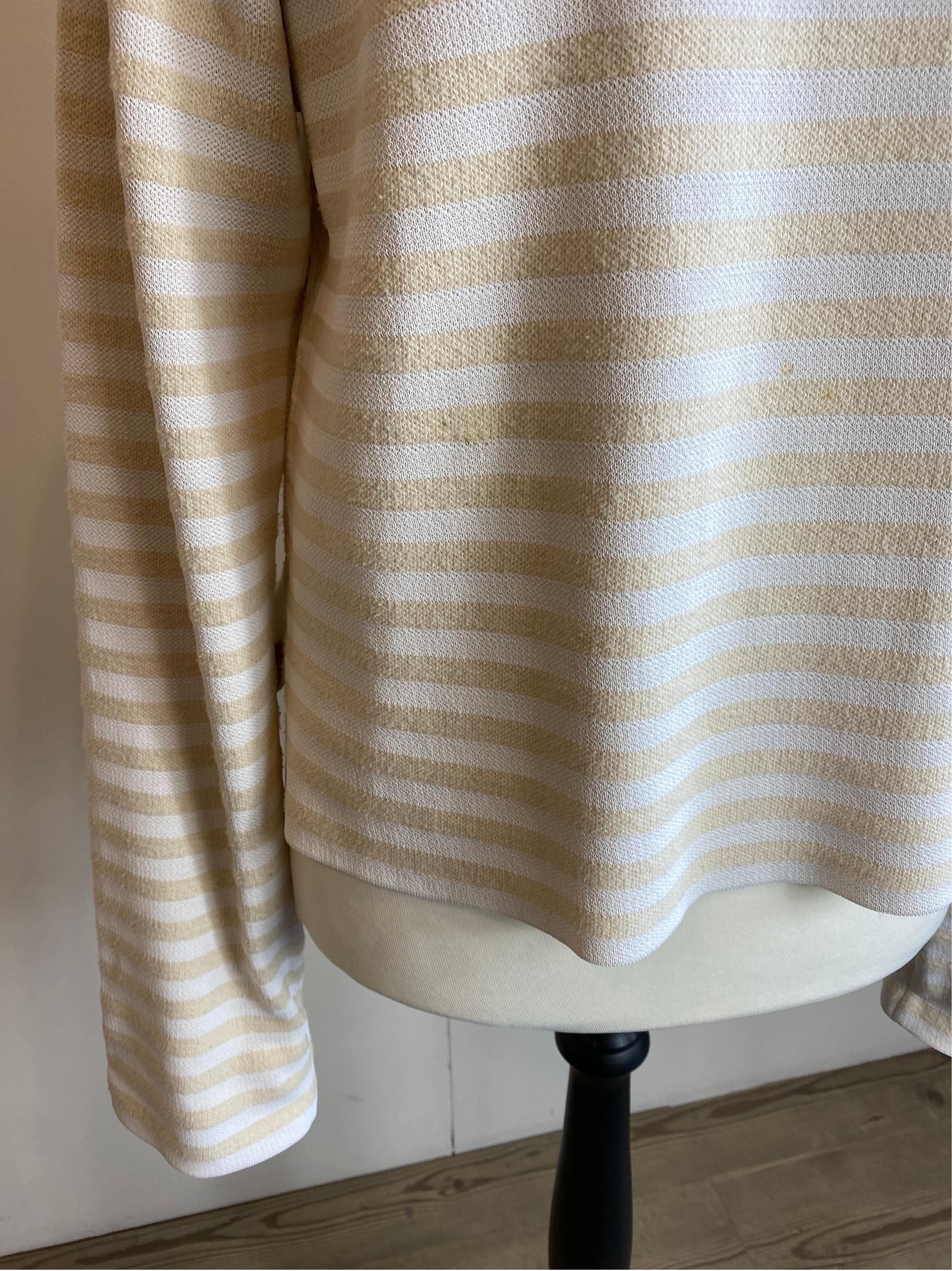 Beigefarbener und weißer Pullover von Celine mit Streifen für Damen oder Herren im Angebot