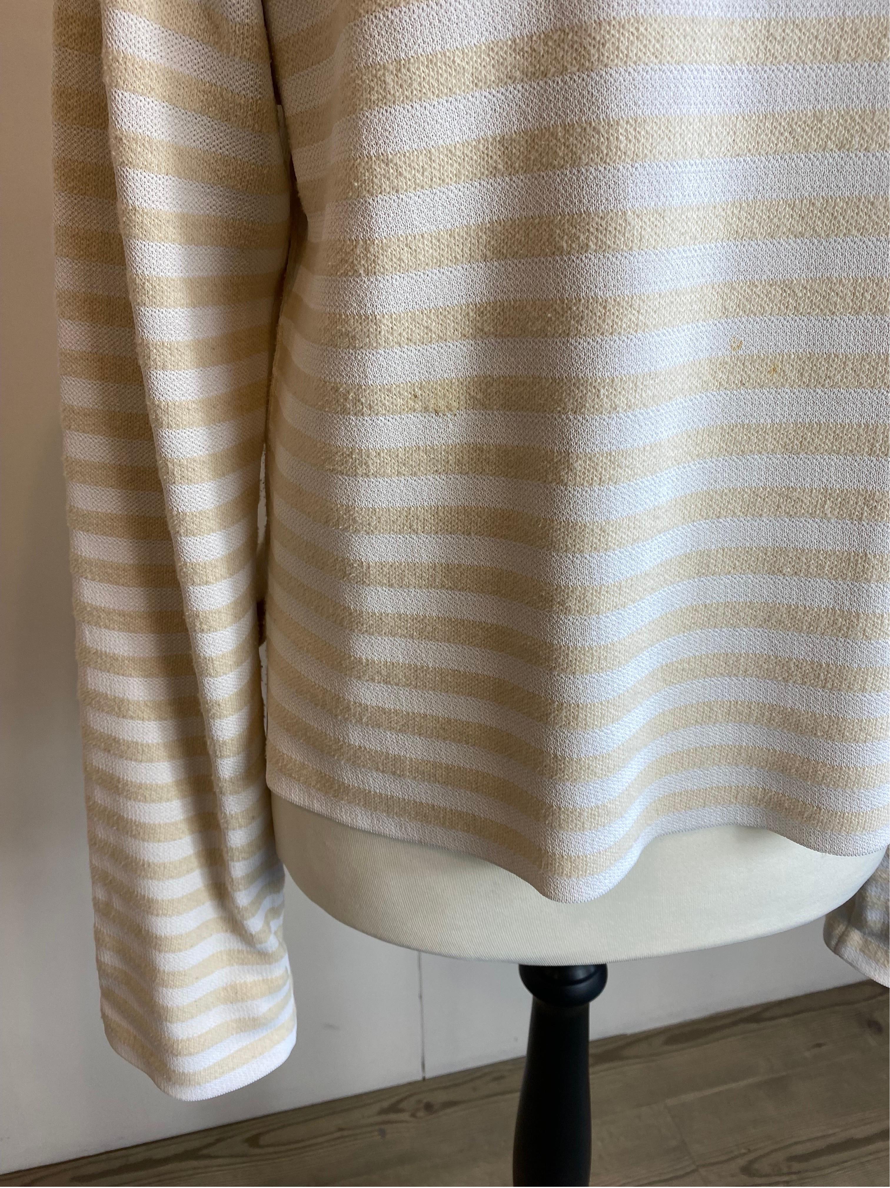 Pull à rayures beige et blanc Celine Unisexe en vente