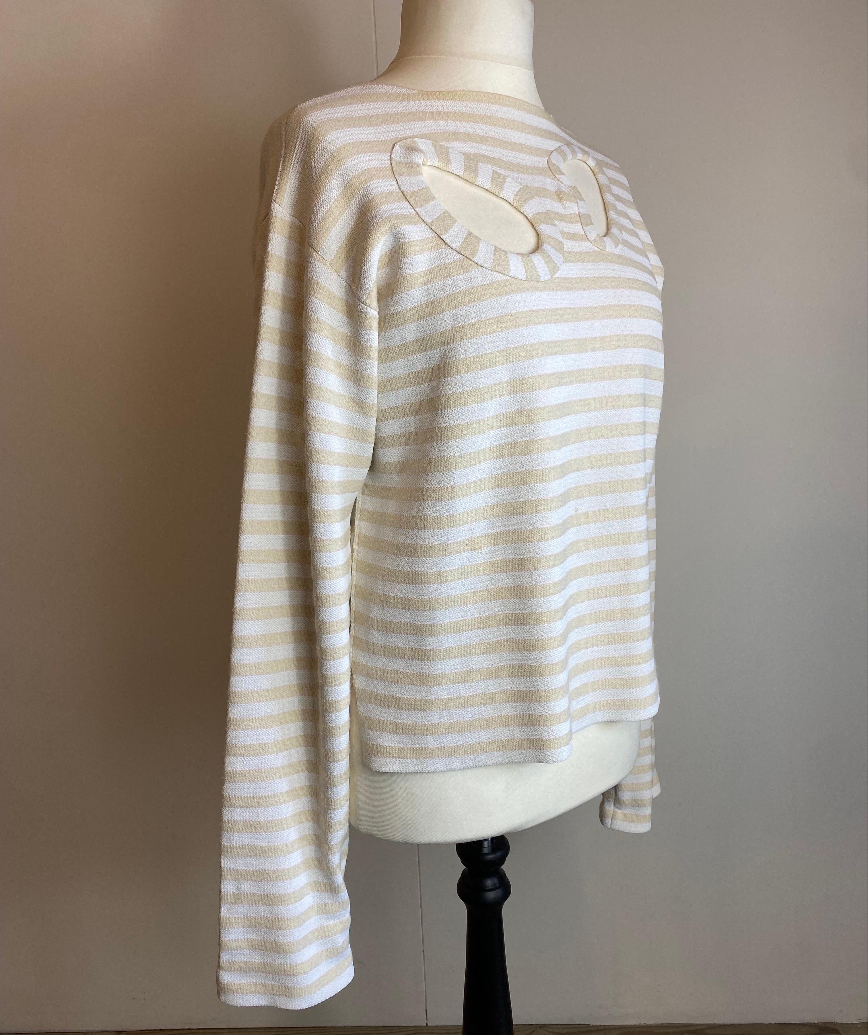 Celine beige and white stripes Sweater For Sale 1