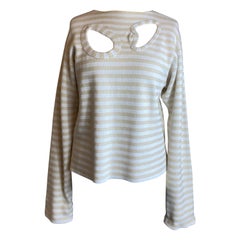 Maglione Celine a righe bianche e beige