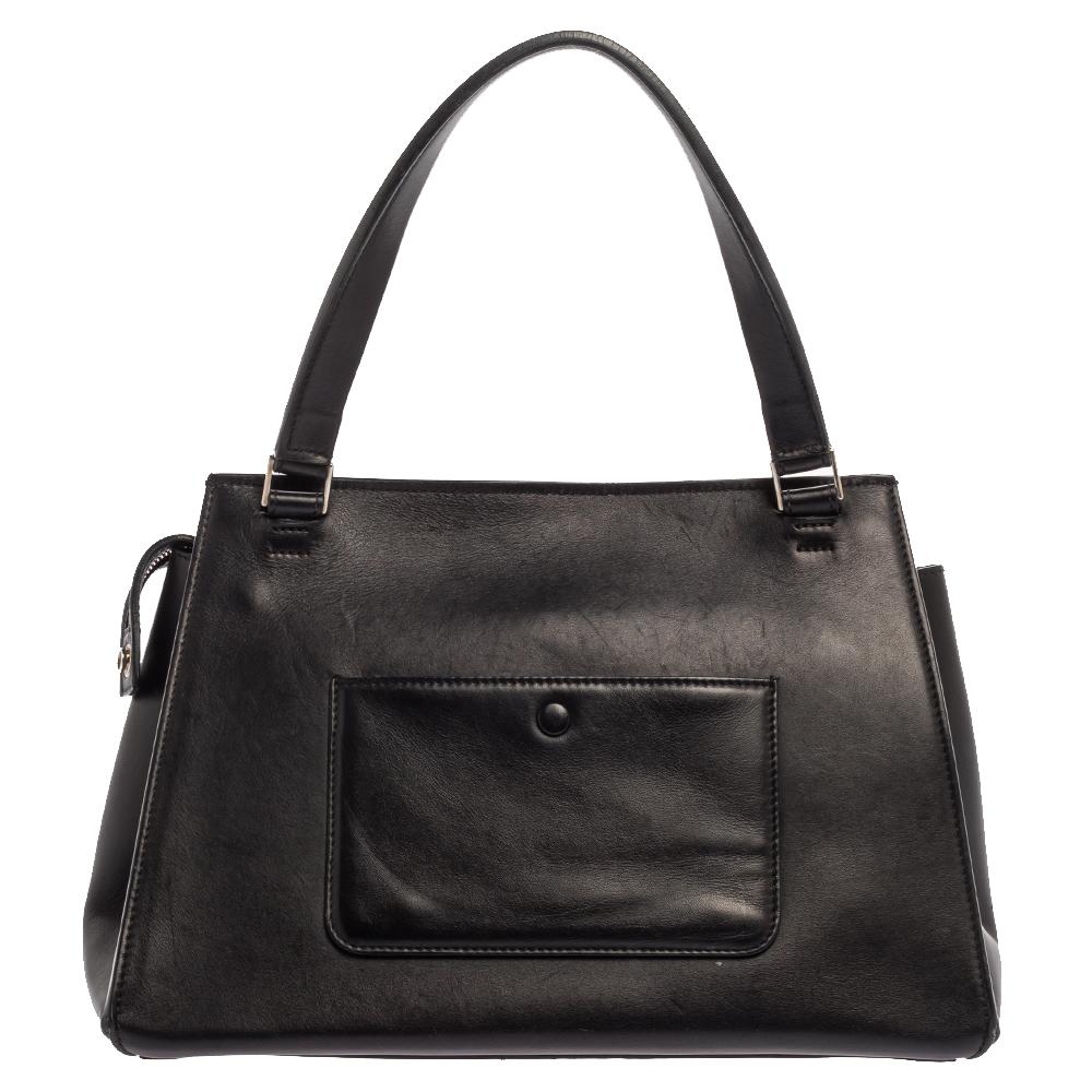 Women's Céline Beige/Black Calfhair and Leather Small Edge Bag