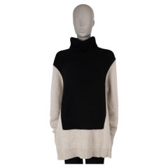 CELINE beige schwarzer Kaschmirpullover mit OVERSIZED COLORBLOCK TURTLENCK S
