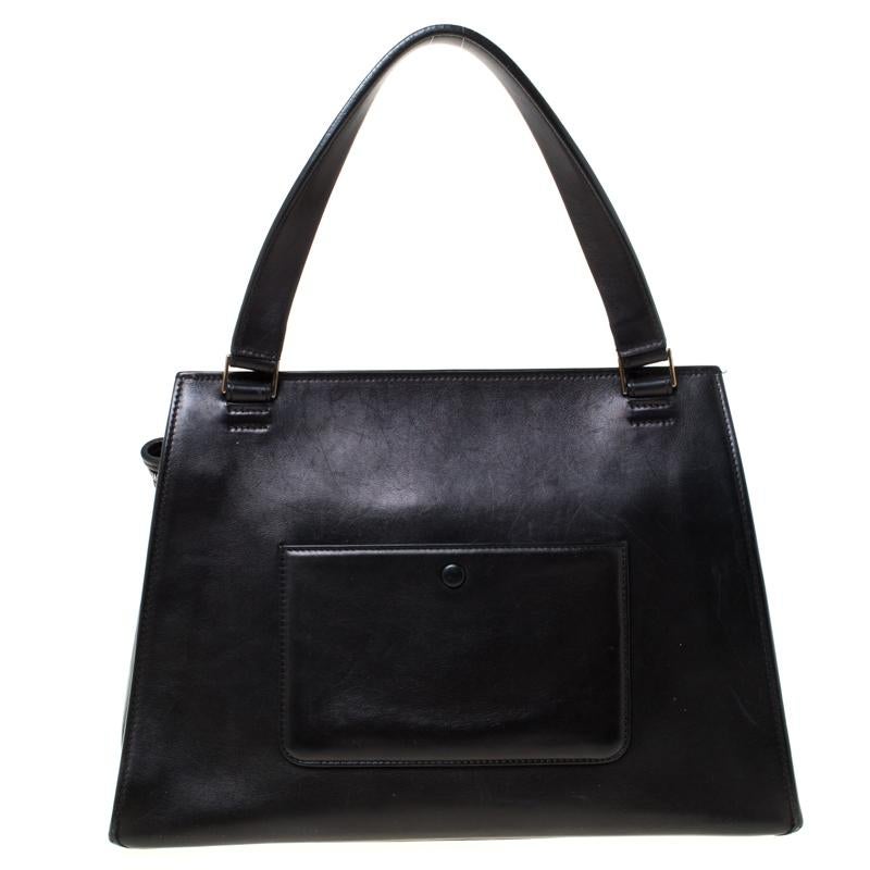 Celine Beige/Black Leather Medium Edge Bag In Good Condition In Dubai, Al Qouz 2