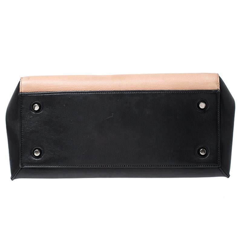 Celine Beige/Black Leather Medium Edge Bag In Good Condition In Dubai, Al Qouz 2