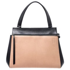 Celine Beige/Black Leather Medium Edge Bag