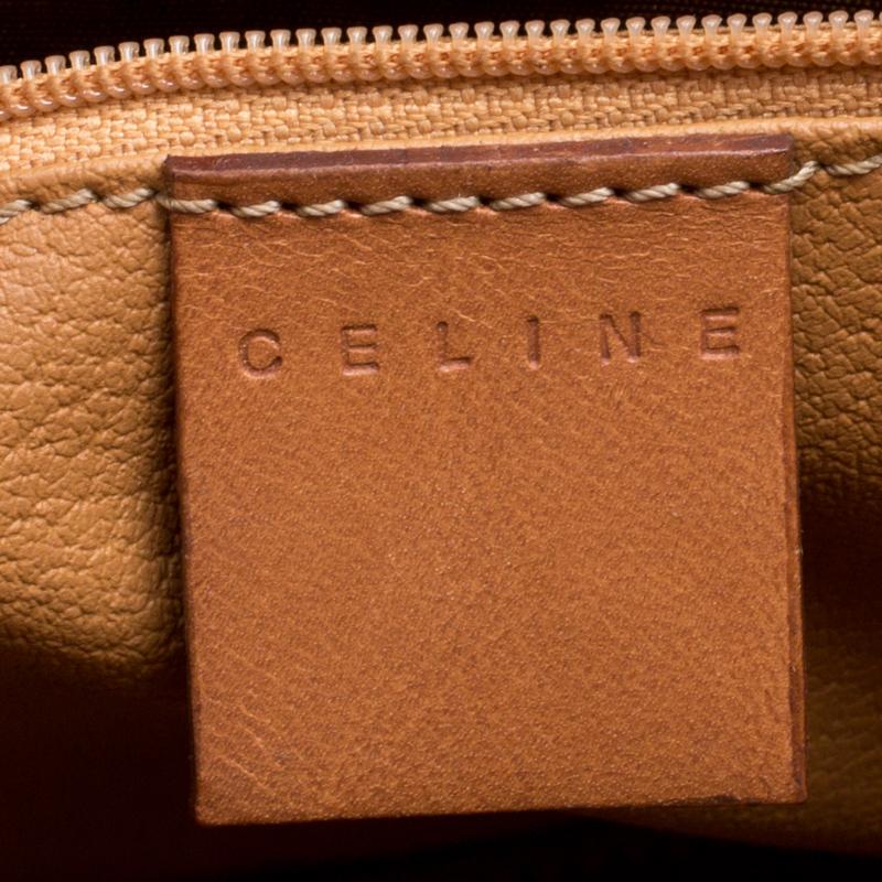 Celine Beige/Brown Coated Canvas and Leather Macadam Zip Tote 2
