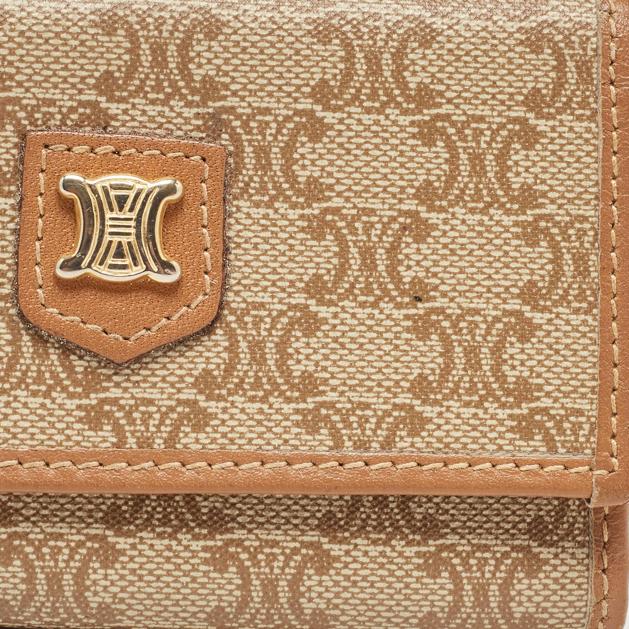 Celine Beige/Brown Macadam Coated Canvas and Leather Keyring Case For Sale 2