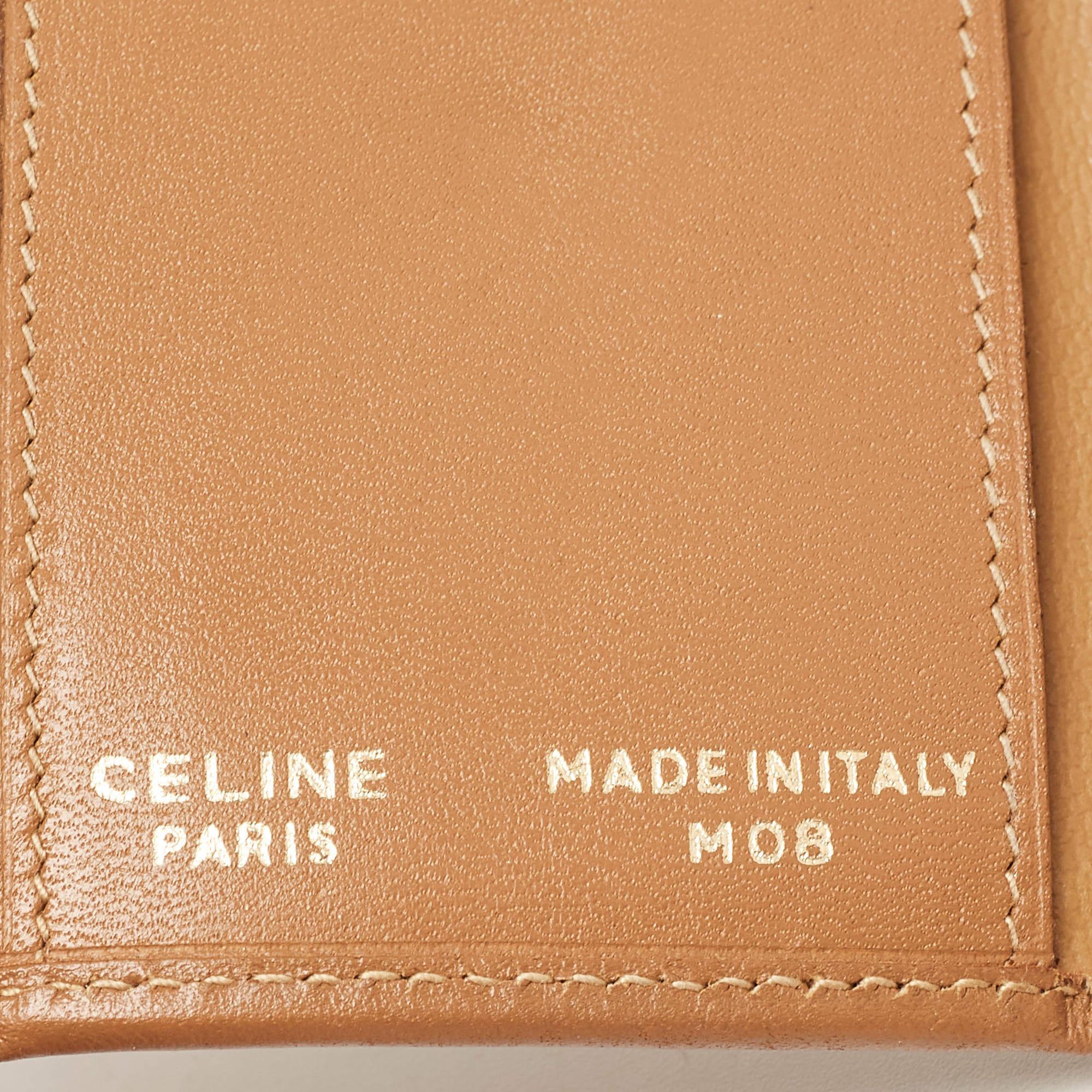 Celine Beige/Brown Macadam Coated Canvas and Leather Keyring Case For Sale 4