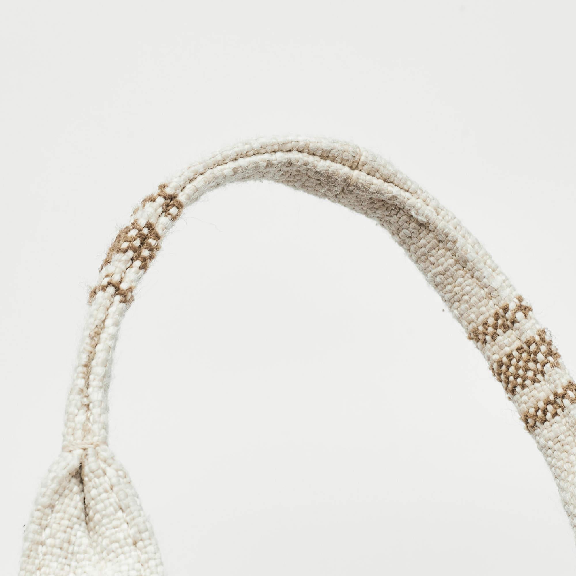 Celine Beige/Brown Striped Jacquard Cabas Thais Tote 6
