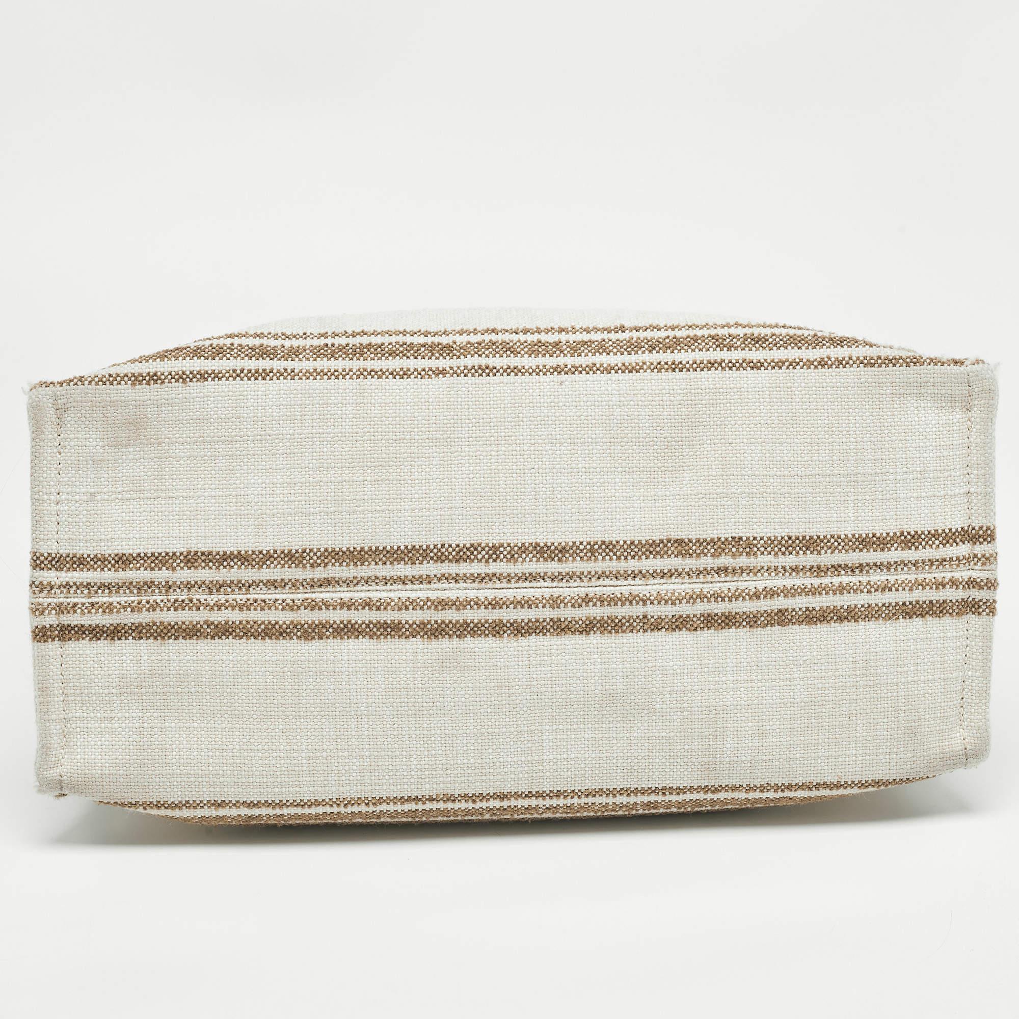 Celine Beige/Brown Striped Jacquard Cabas Thais Tote 1