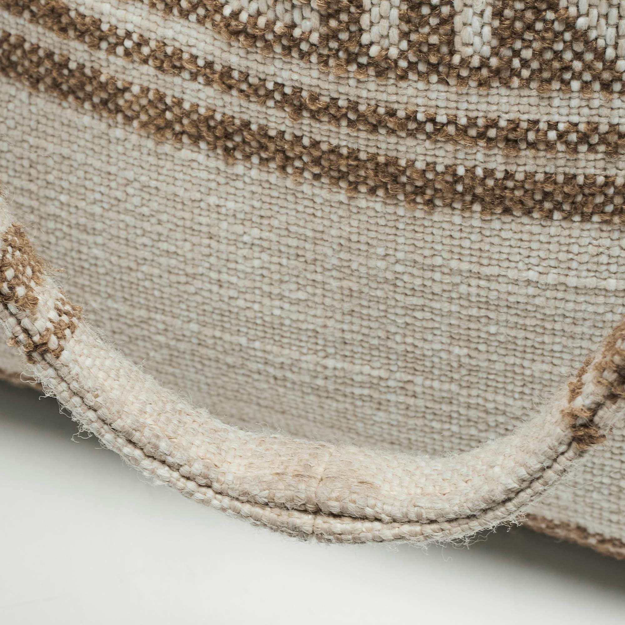 Celine Beige/Brown Striped Jacquard Cabas Thais Tote 2