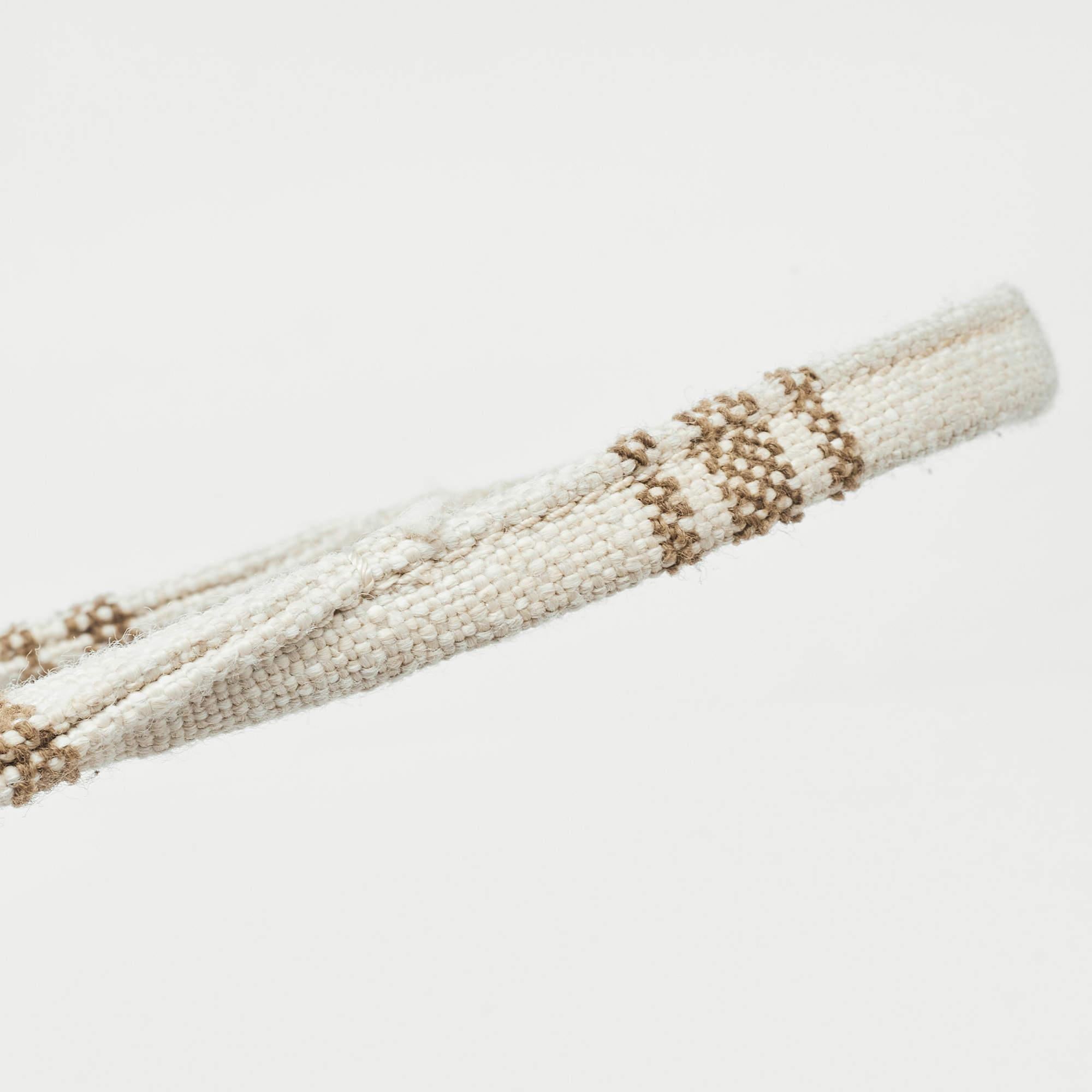 Celine Beige/Brown Striped Jacquard Cabas Thais Tote 4