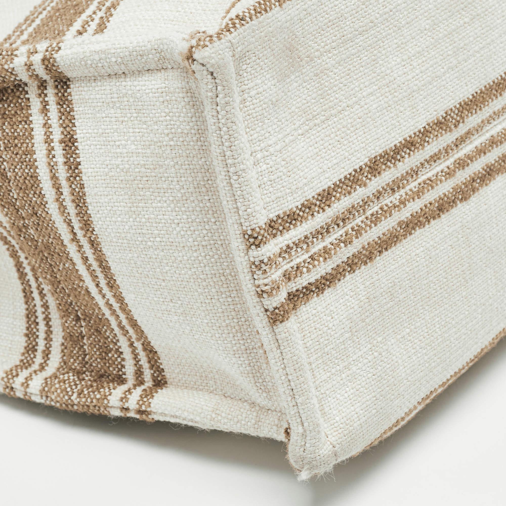 Celine Beige/Brown Striped Jacquard Cabas Thais Tote 5