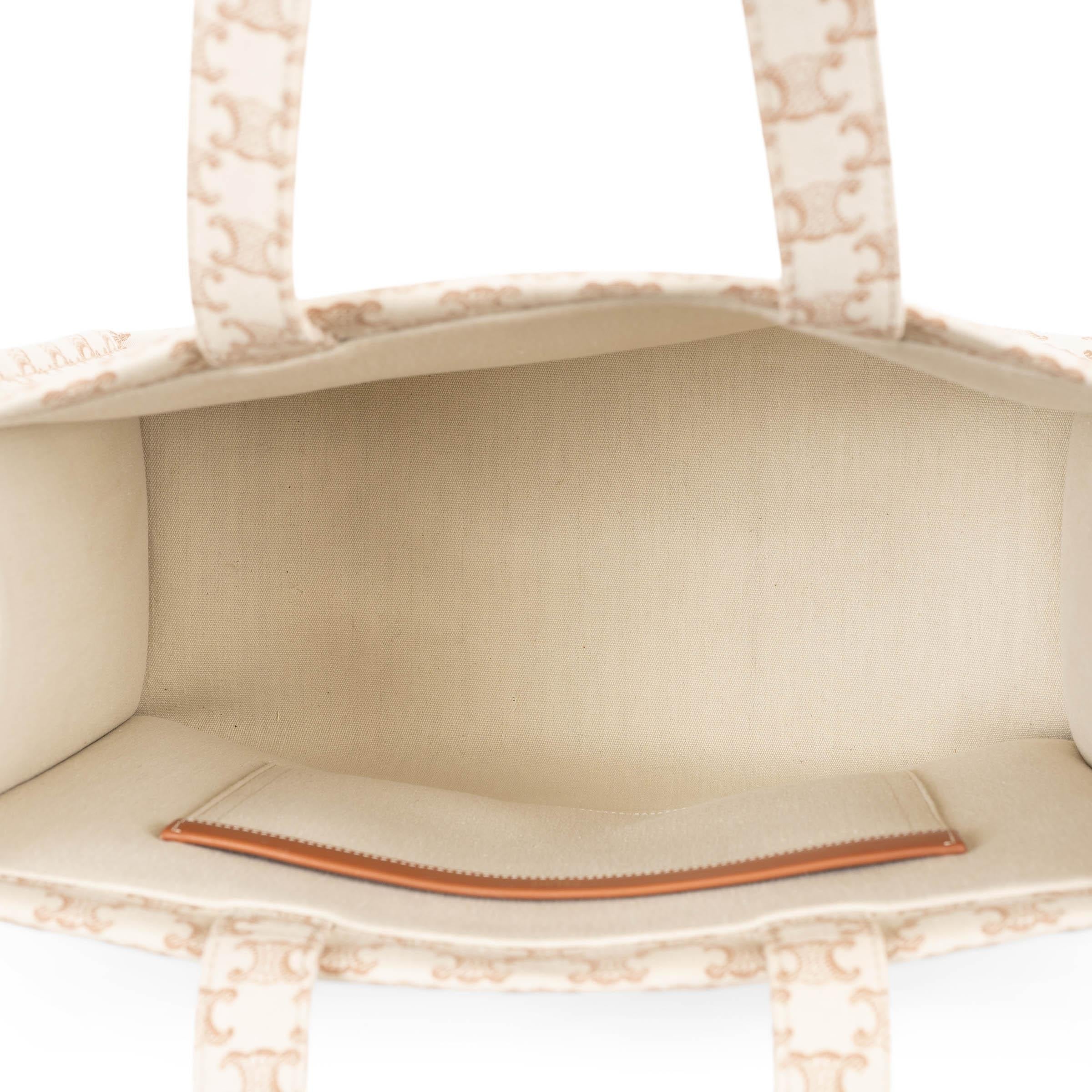CELINE beige & braun Triomphe Canvas LARGE CABAS THAIS SHOPPING Tote Bag im Angebot 1