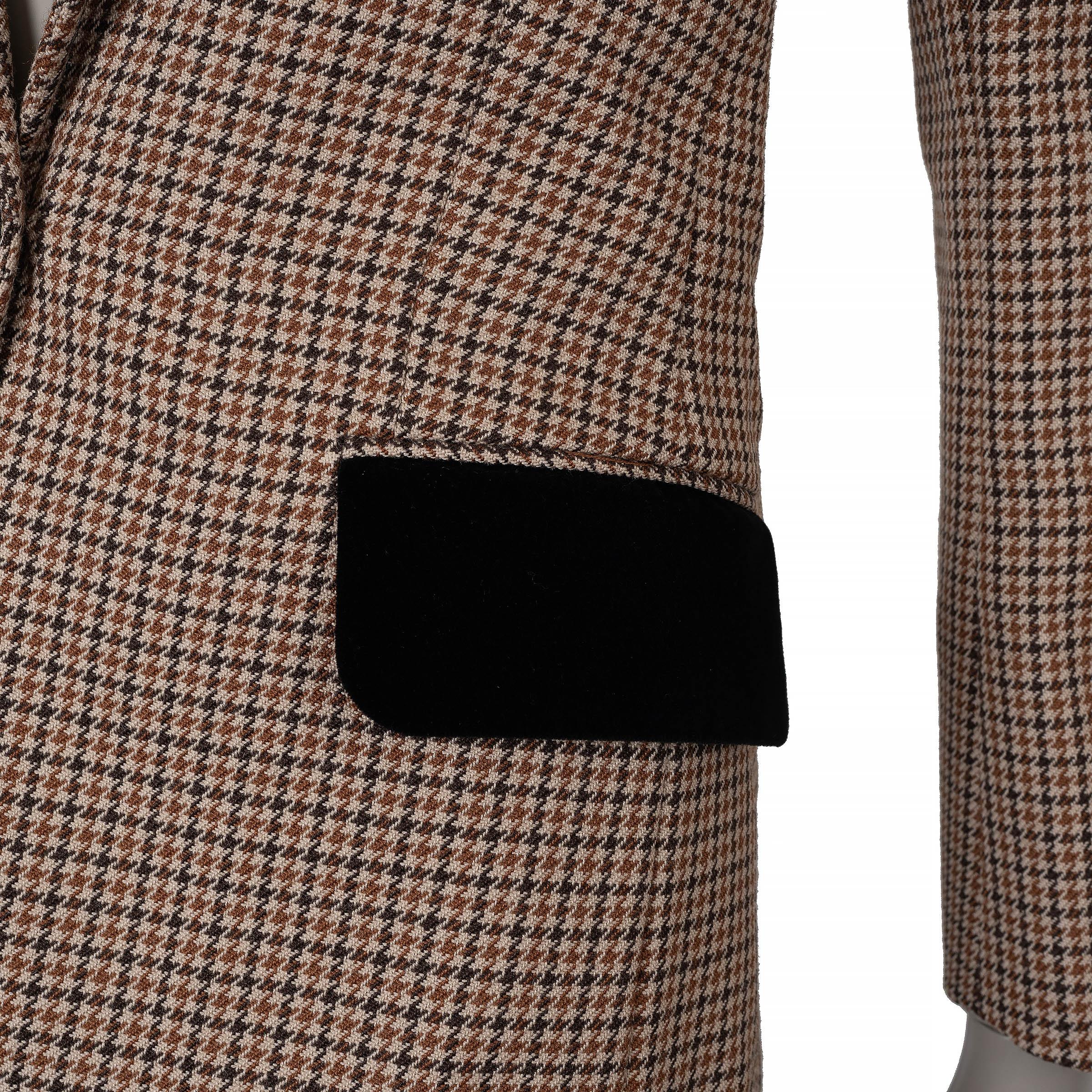 Donna Celine beige marrone lana 2011 HOUNDSTOOTH TWEED Giacca Blazer 36 XS in vendita