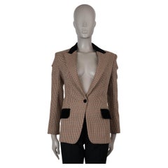 CELINE beige braun Wolle 2011 HOUNDSTOOTH TWEED Blazer Jacke 36 XS