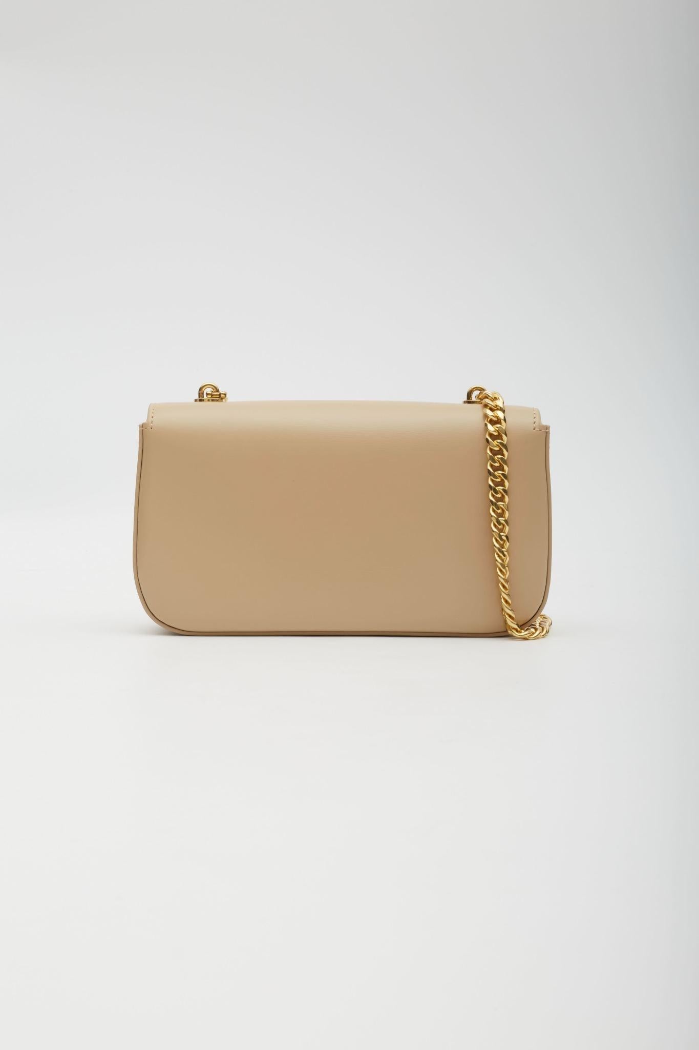 Women's Celine Beige Calfskin Chain Triomphe Shoulder Bag For Sale