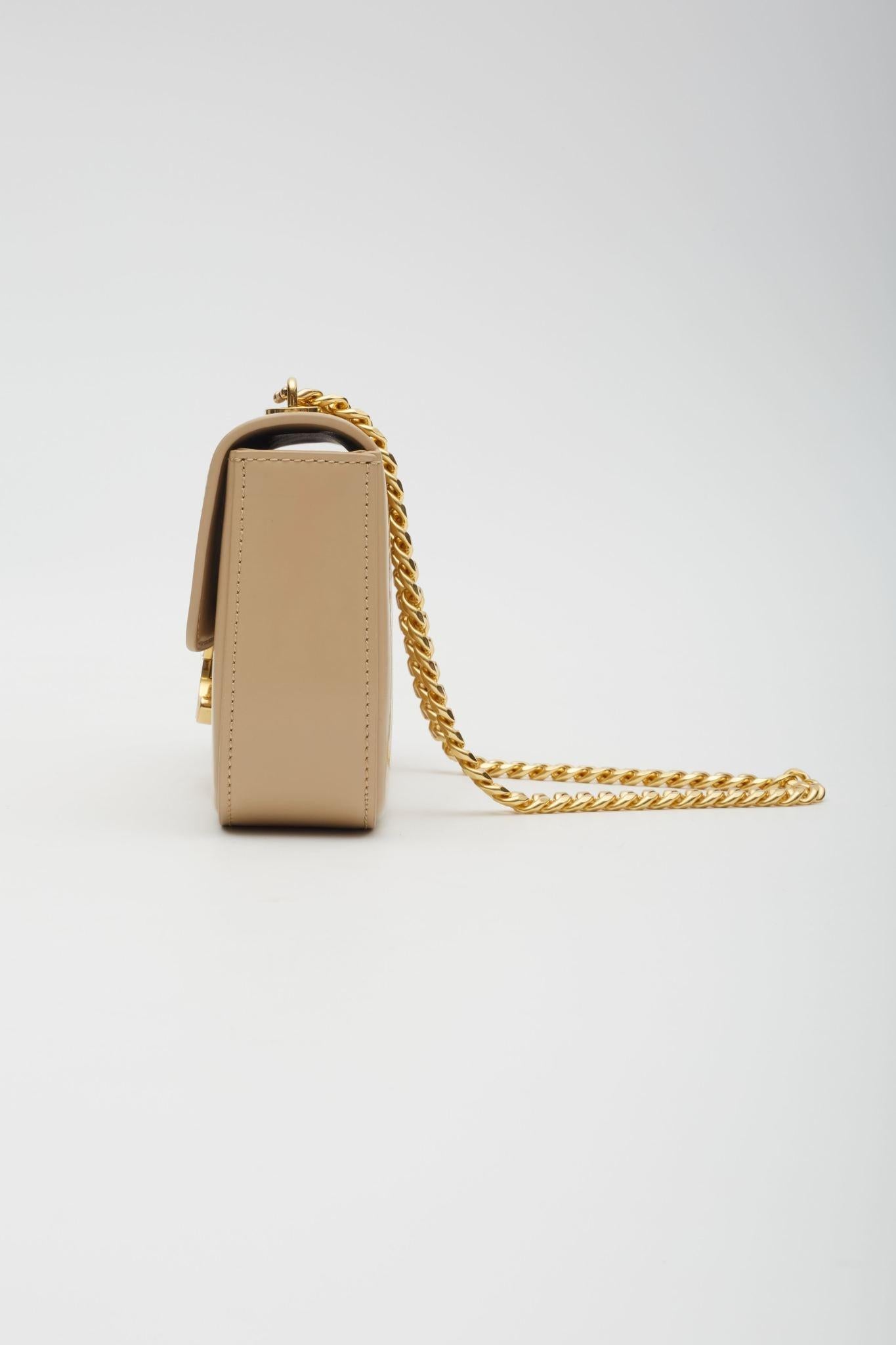 Celine Beige Calfskin Chain Triomphe Shoulder Bag For Sale 3