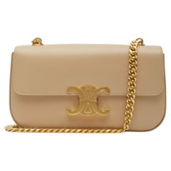 Celine Beige Calfskin Chain Triomphe Shoulder Bag