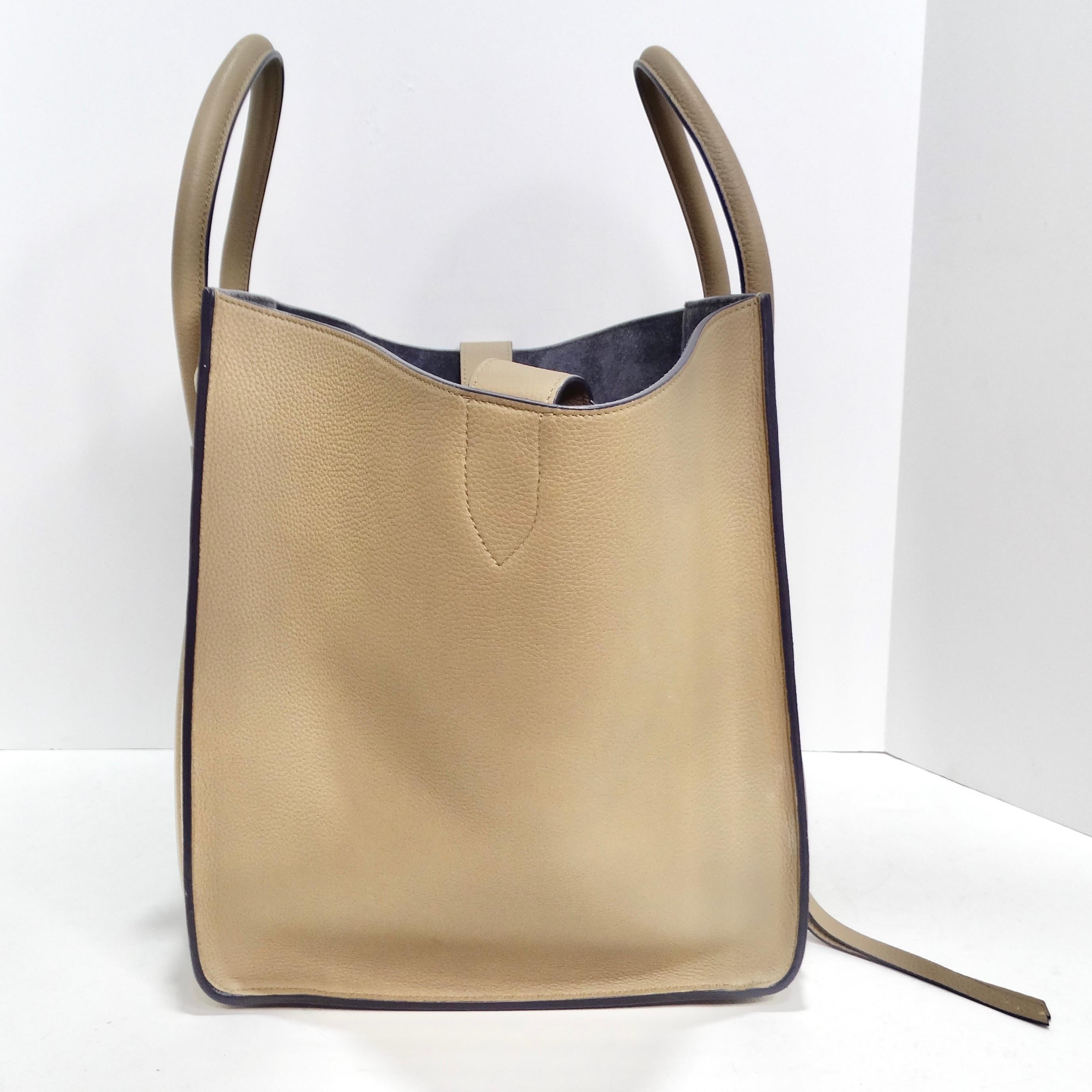 Women's or Men's Celine Beige Calfskin Leather Medium Phantom Luggage Tote Bag For Sale