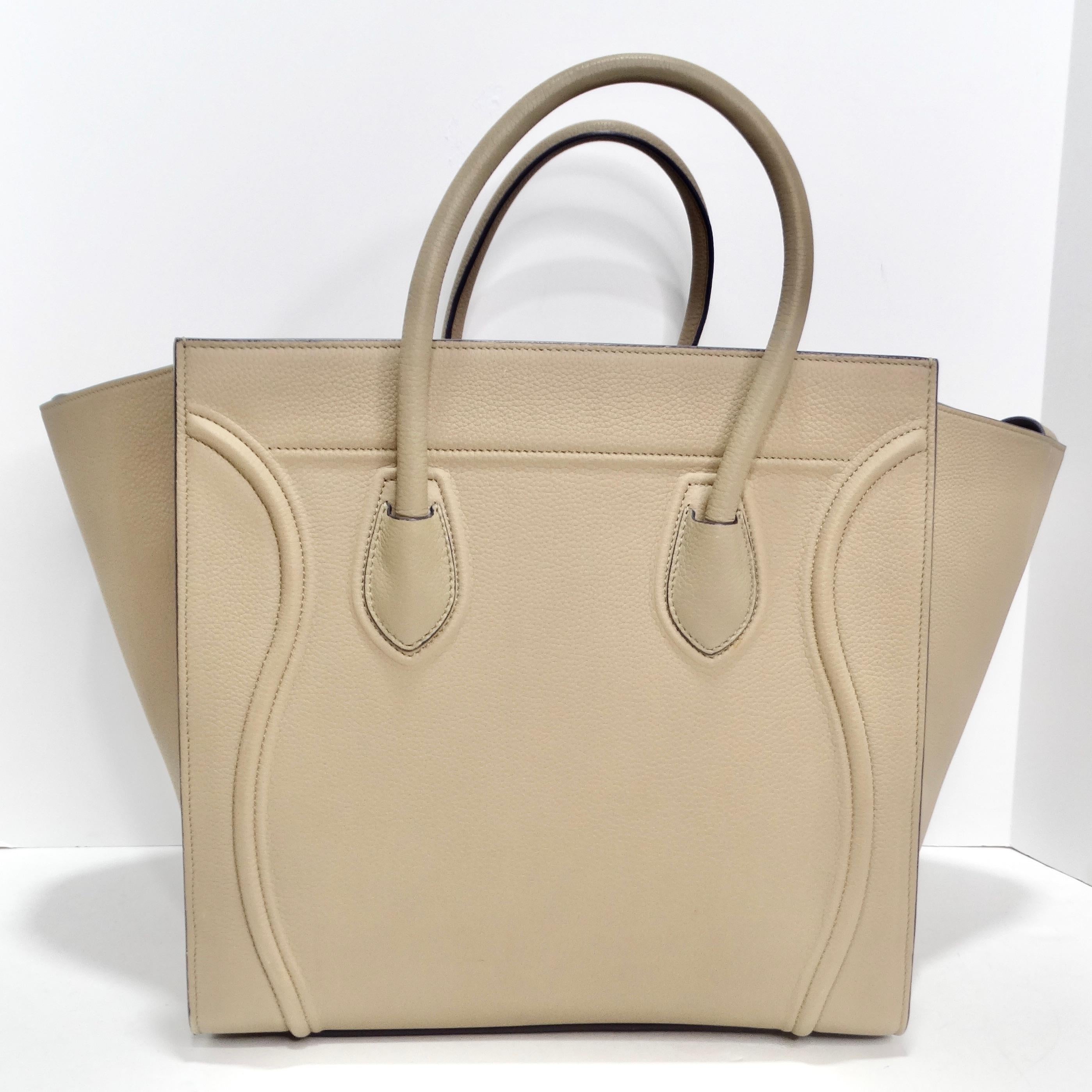 Celine Beige Calfskin Leather Medium Phantom Luggage Tote Bag For Sale 1