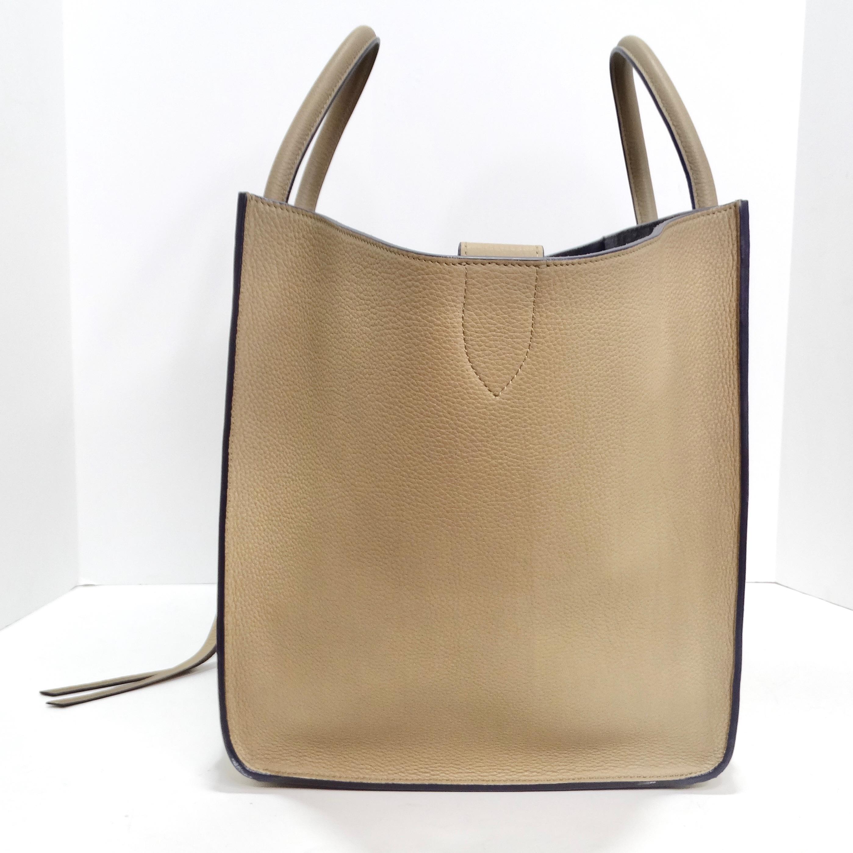 Celine Beige Calfskin Leather Medium Phantom Luggage Tote Bag For Sale 2