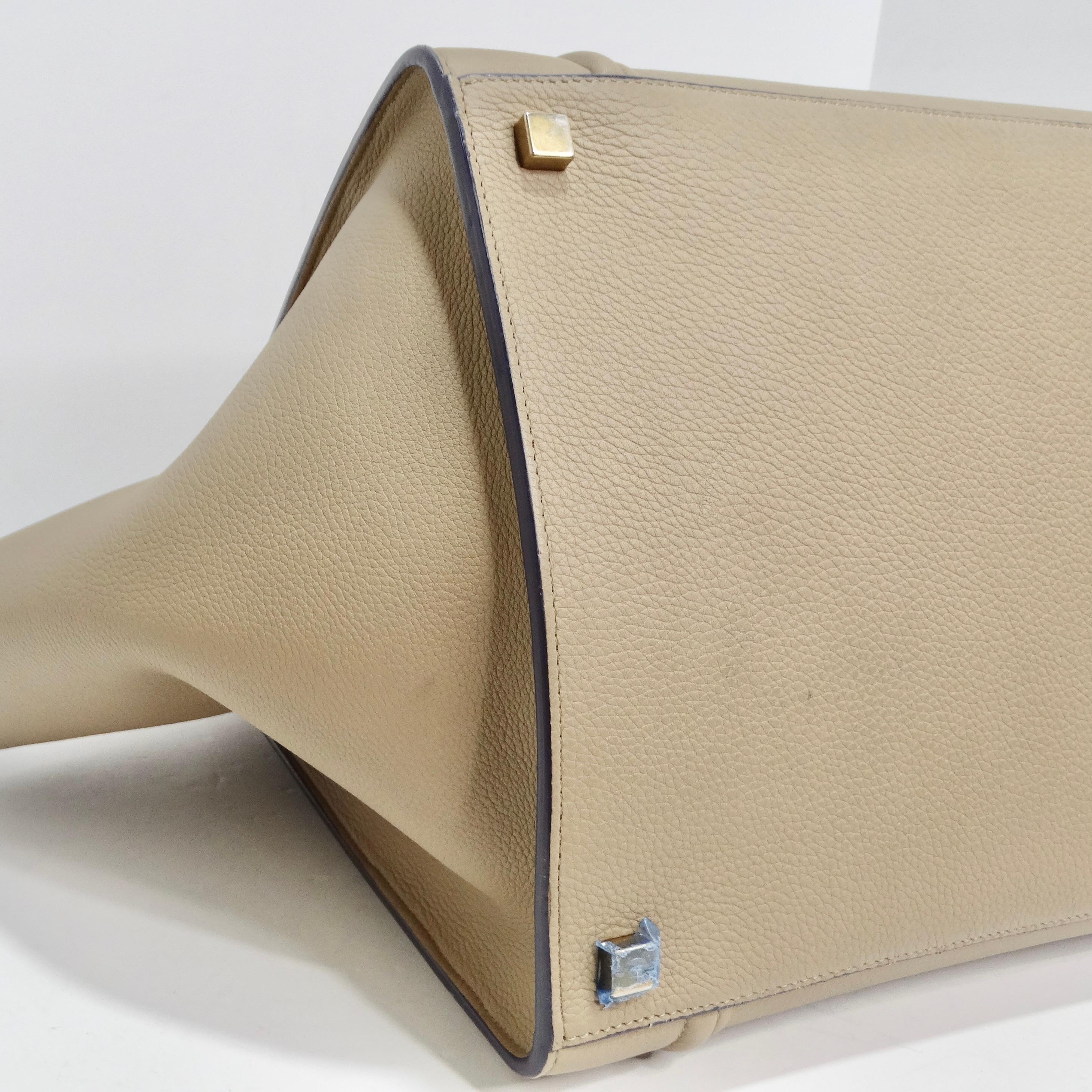 Celine Beige Calfskin Leather Medium Phantom Luggage Tote Bag For Sale 4
