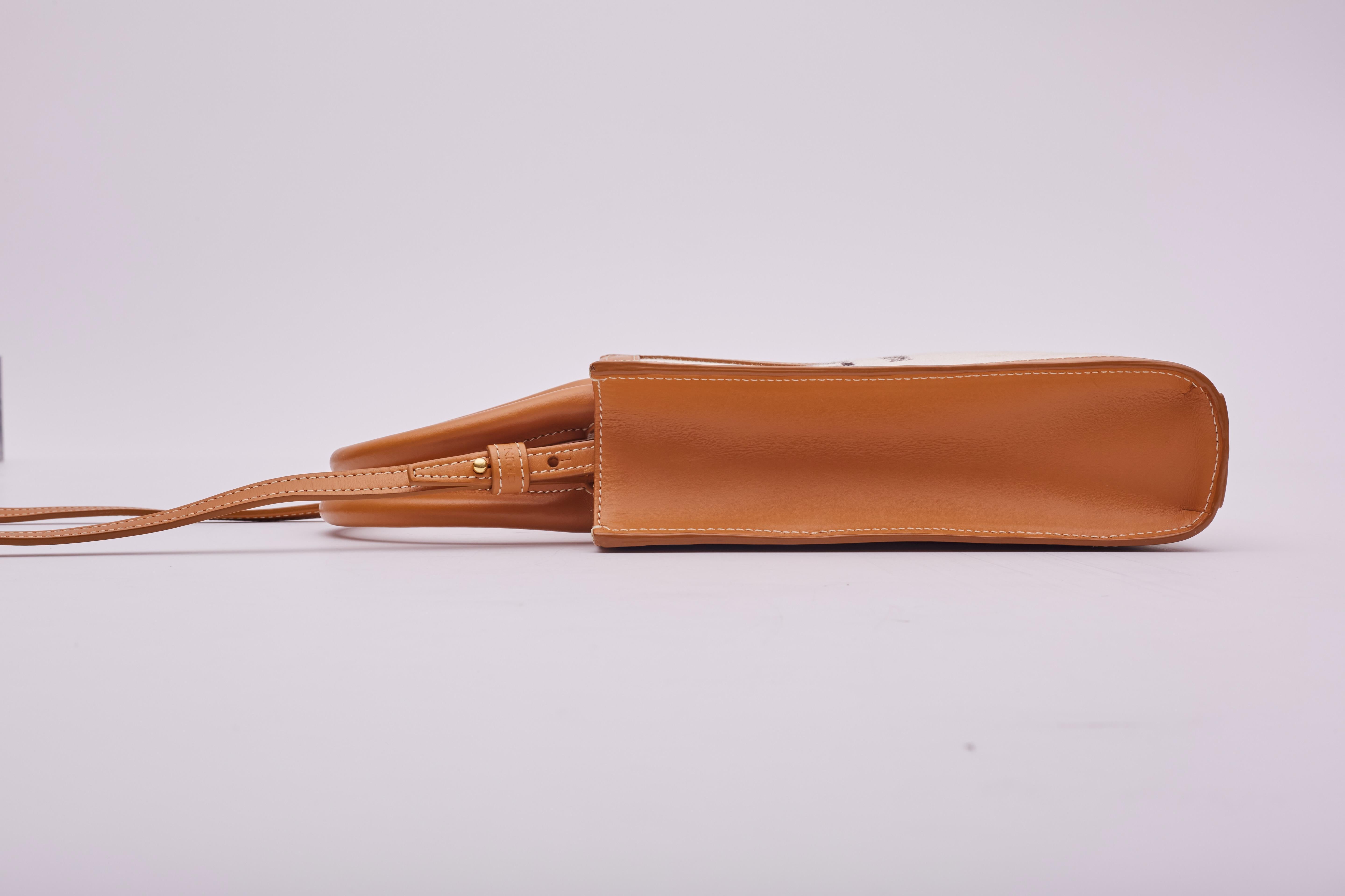 Celine Beige Canvas Cabas Mini Tote Crossbody Bag 1