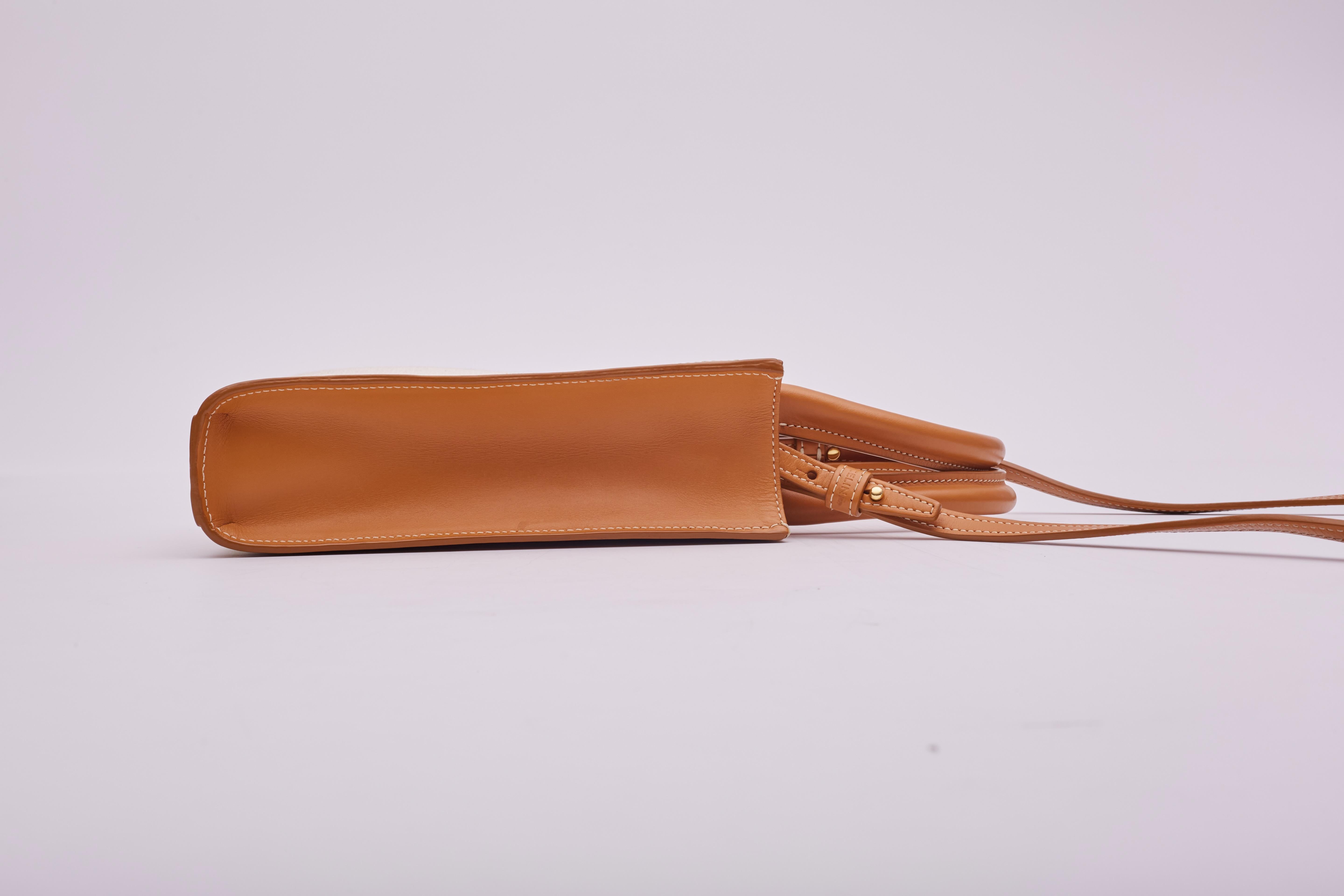Celine Beige Canvas Cabas Mini Tote Crossbody Bag 2