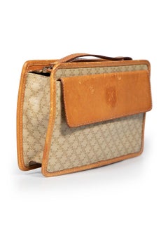 Céline Beige Coated Canvas & Leather Clutch