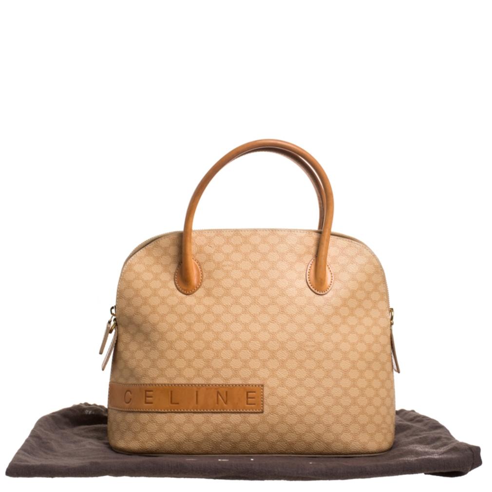 Celine Beige Coated Canvas Vintage Macadam Satchel 5