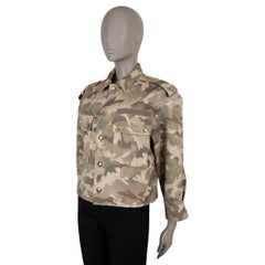 CELINE beige cotton 2023 CAMOUFLAGE CROPPED MILITARY Jacket 38 S