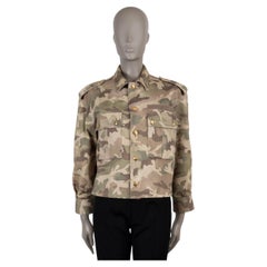 CELINE beige Baumwolle 2023 CAMOUFLAGE CROPPED MILITARY Jacke 38 S
