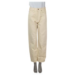 CELINE beige cotton DENIM Straight Leg MARGARET HIGH WAISTED Jeans Pants 28 S