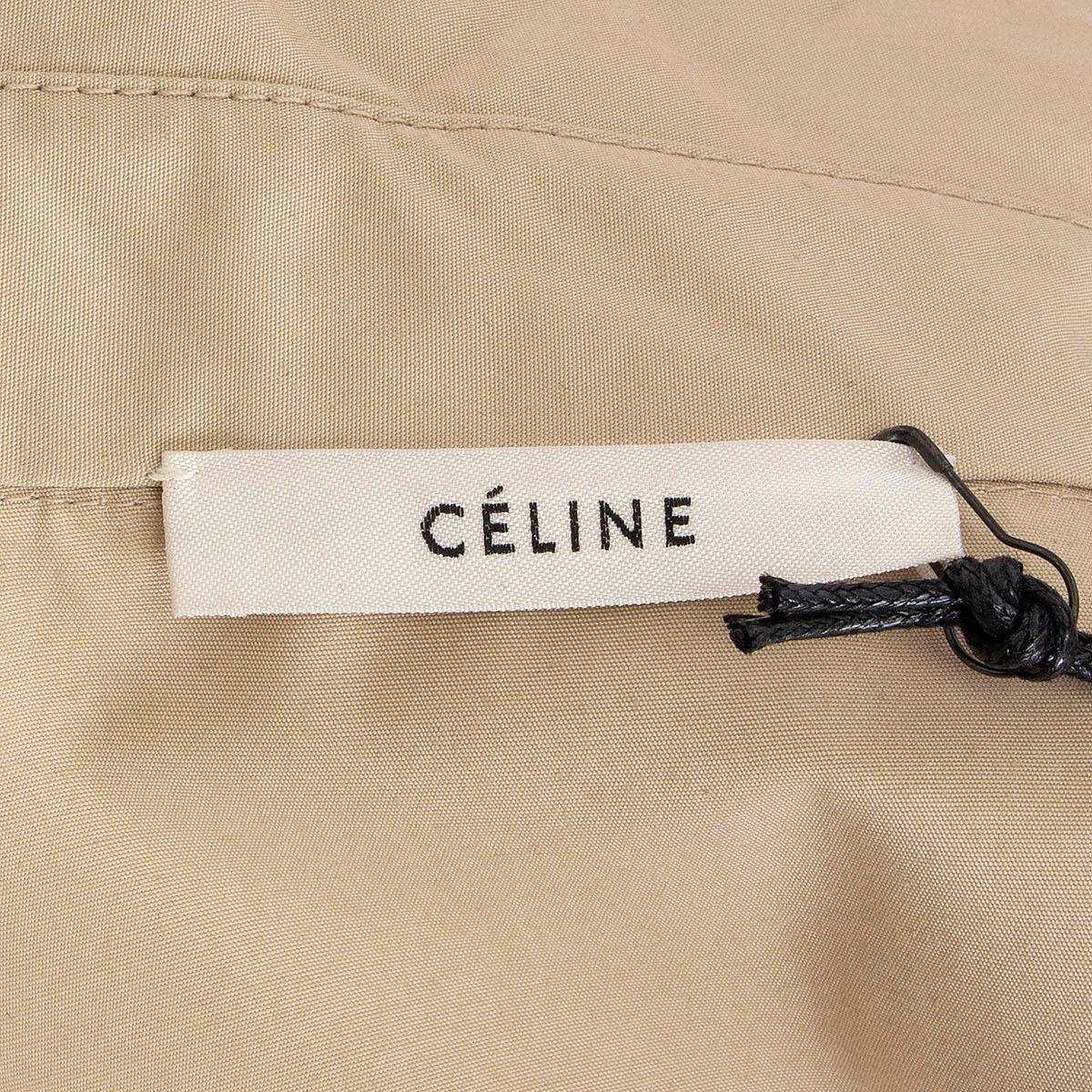 CELINE beige cotton PUFF SLEEVE POPLIN MIDI Dress 40 M In New Condition For Sale In Zürich, CH