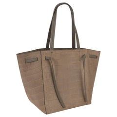 CELINE beige croc nubuck 2016 CABAS PHANTOM Tote Bag