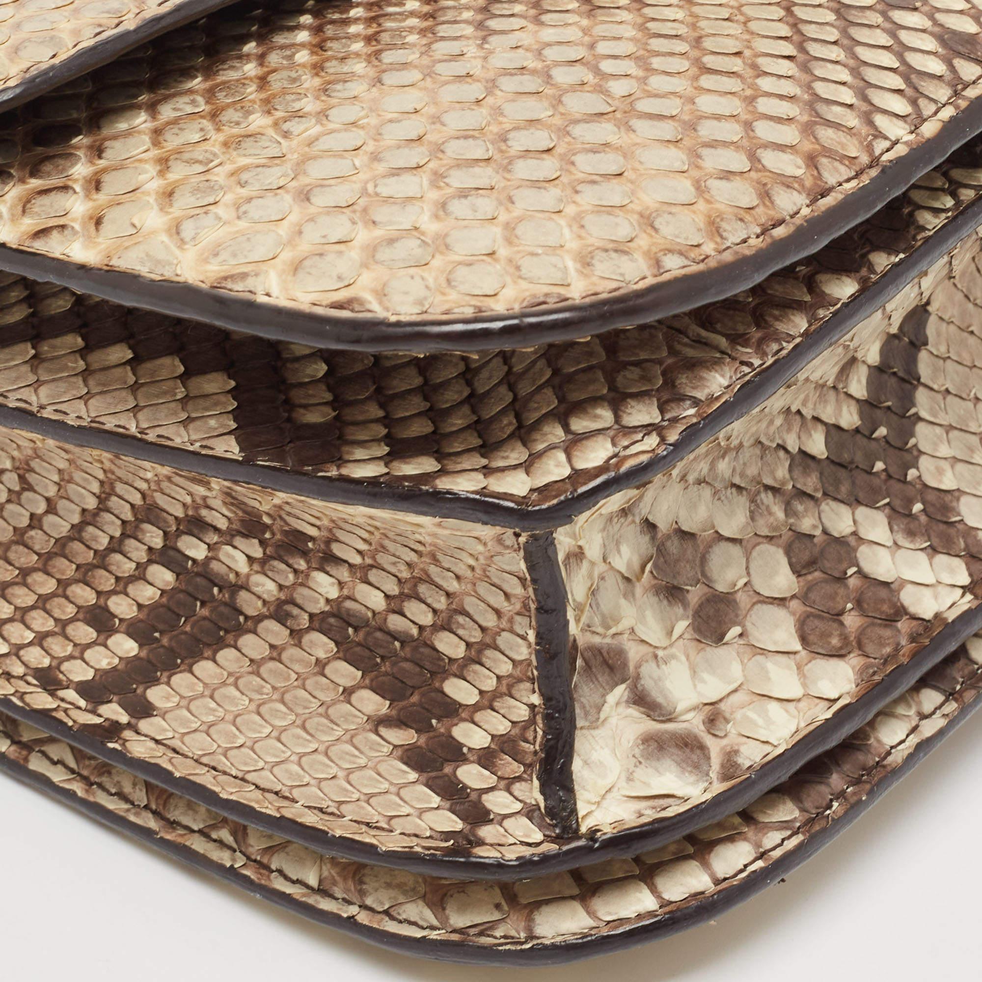 Celine Beige/Grau Python Medium Classic Box Umhängetasche 1