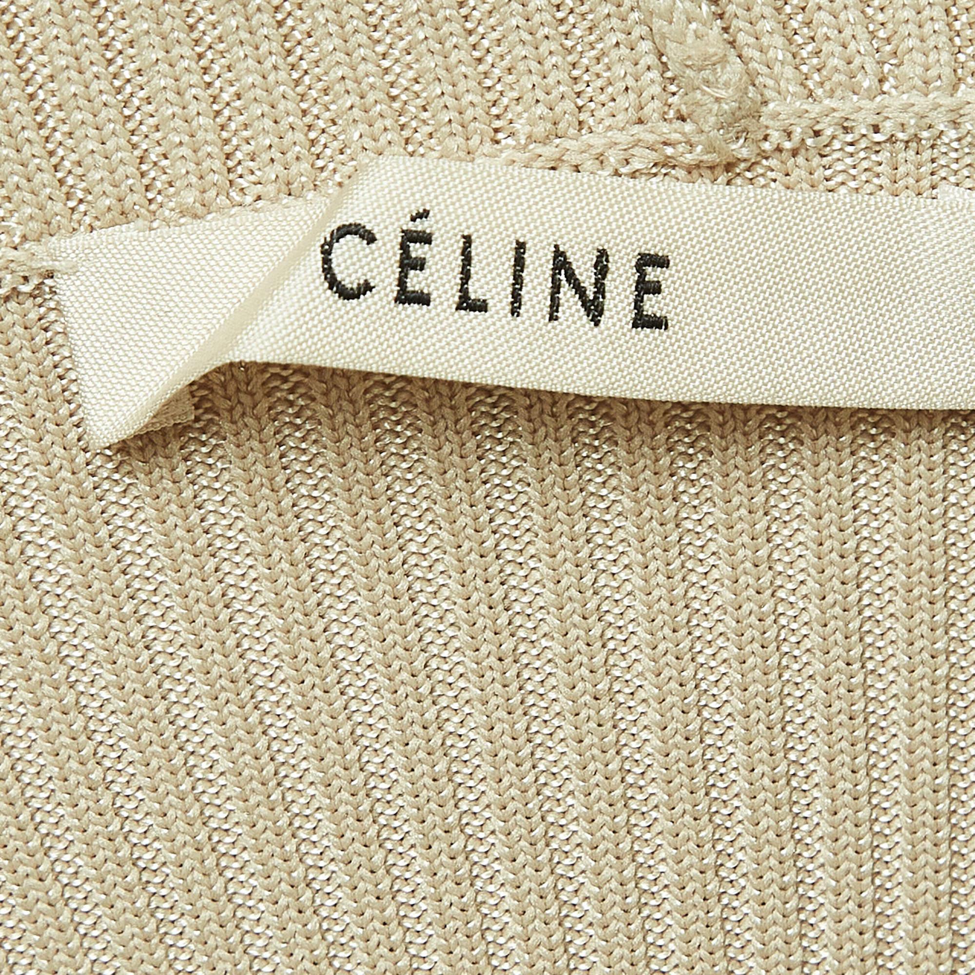 Women's Celine Beige Knit Turtle Neck Mini Dress S For Sale