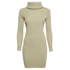 Celine Beige Knit Turtle Neck Mini Dress S